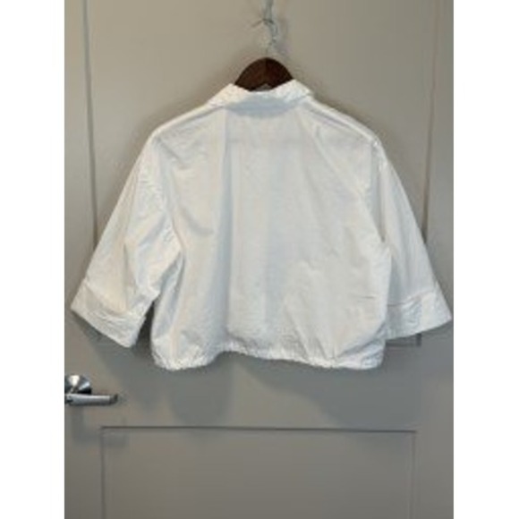 MNG Mango White 100% Cotton Cropped Snap Front Shirt Adjustable Hem Size 4 - Picture 2 of 8